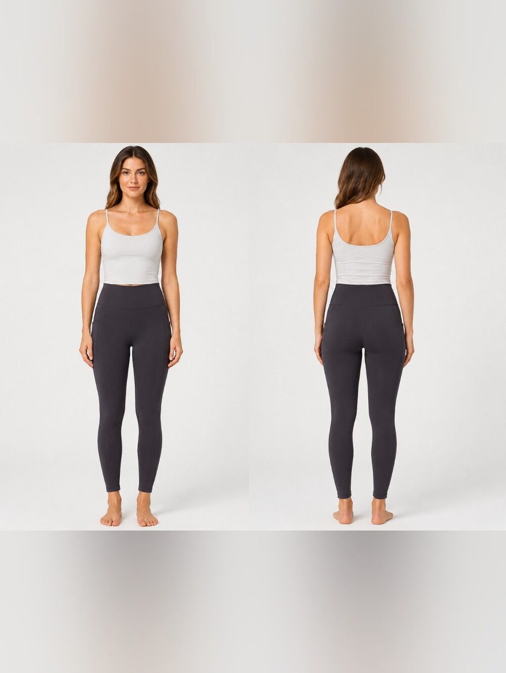Honeylove Women's Dark Gray Leggings with High Waist & Pockets Size 1X